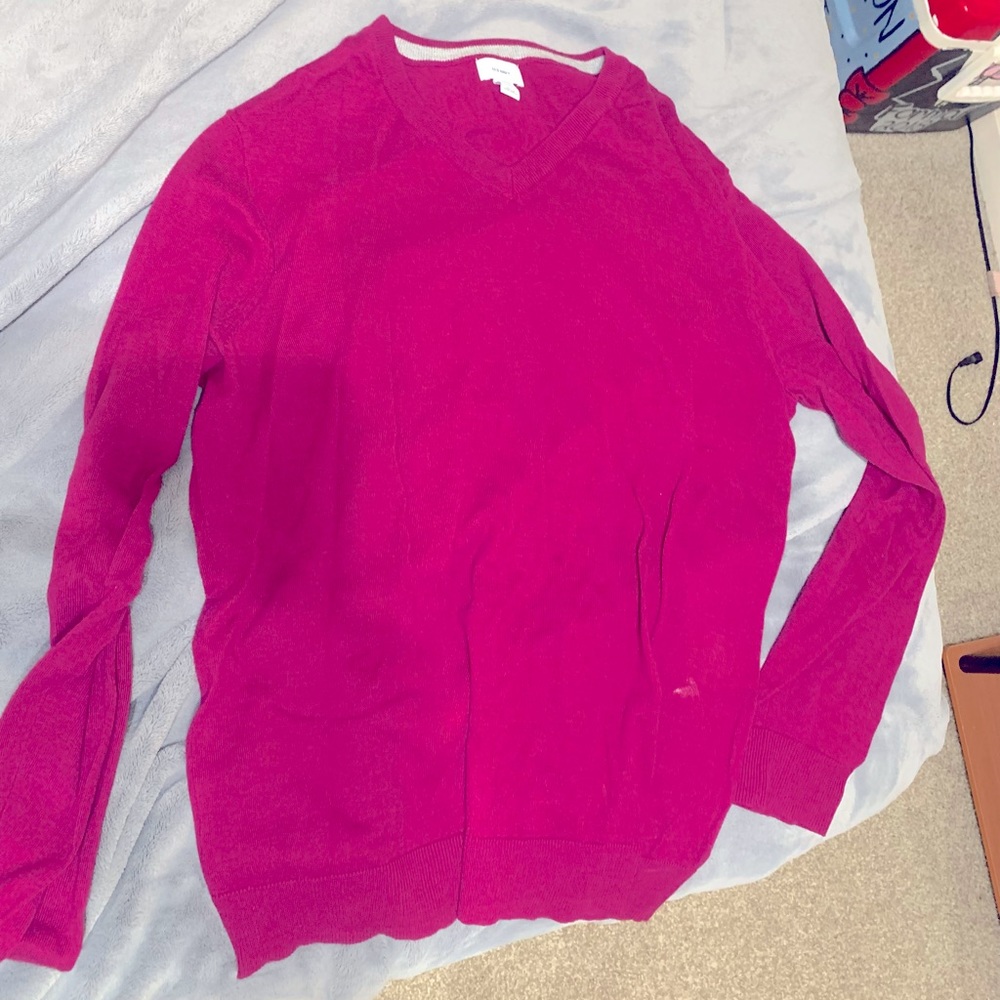 Magenta v-neck sweater, brand new.